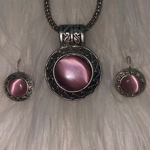 Round Lavender Necklace and Matching Earrings